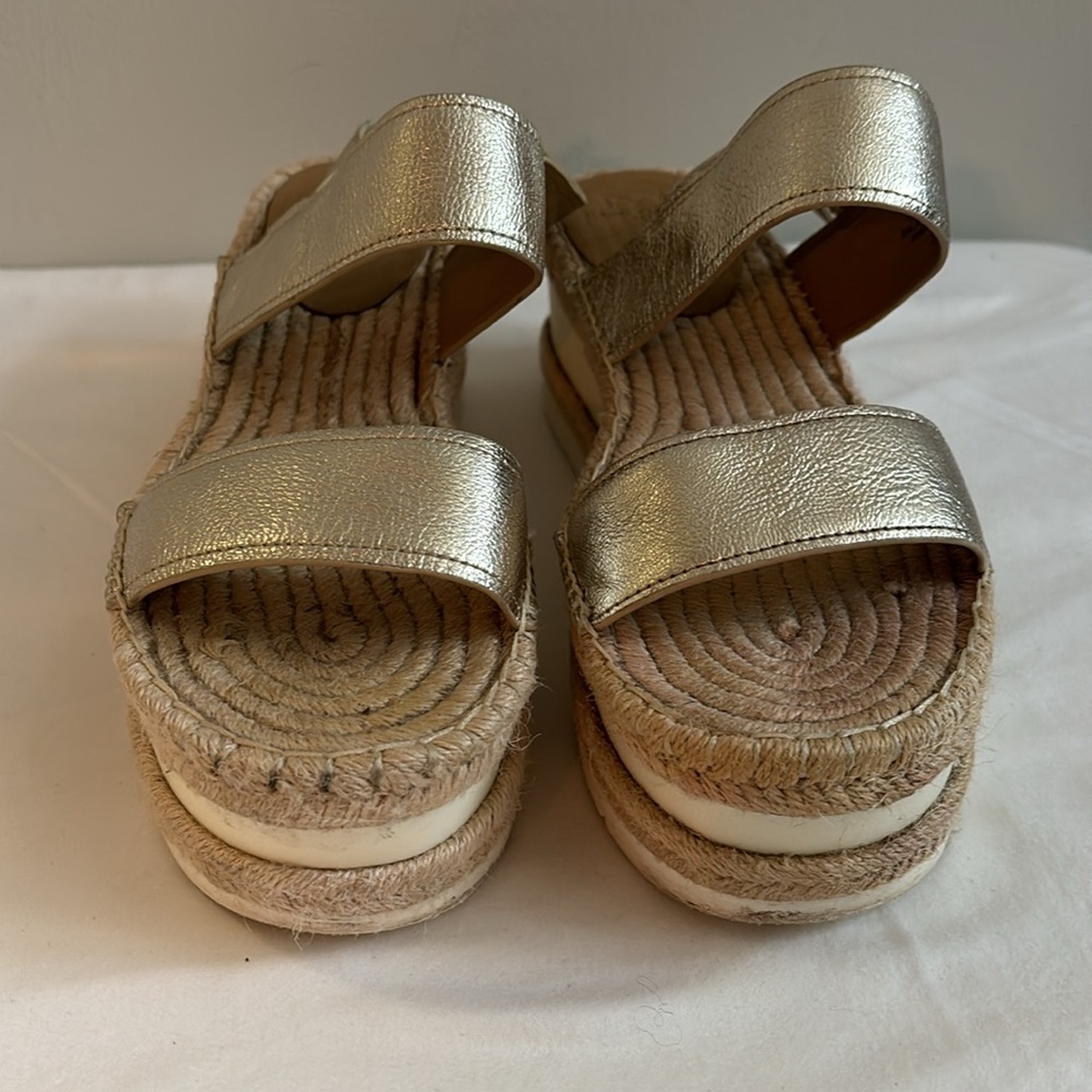 Marc Fisher chunky platform raffia espadrille metallic sandals - Picture 8 of 9